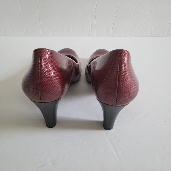 Nurture Shoes Heels Marjorrie Womens 10 M Leather Pumps Burgandy - Picture 4 of 15